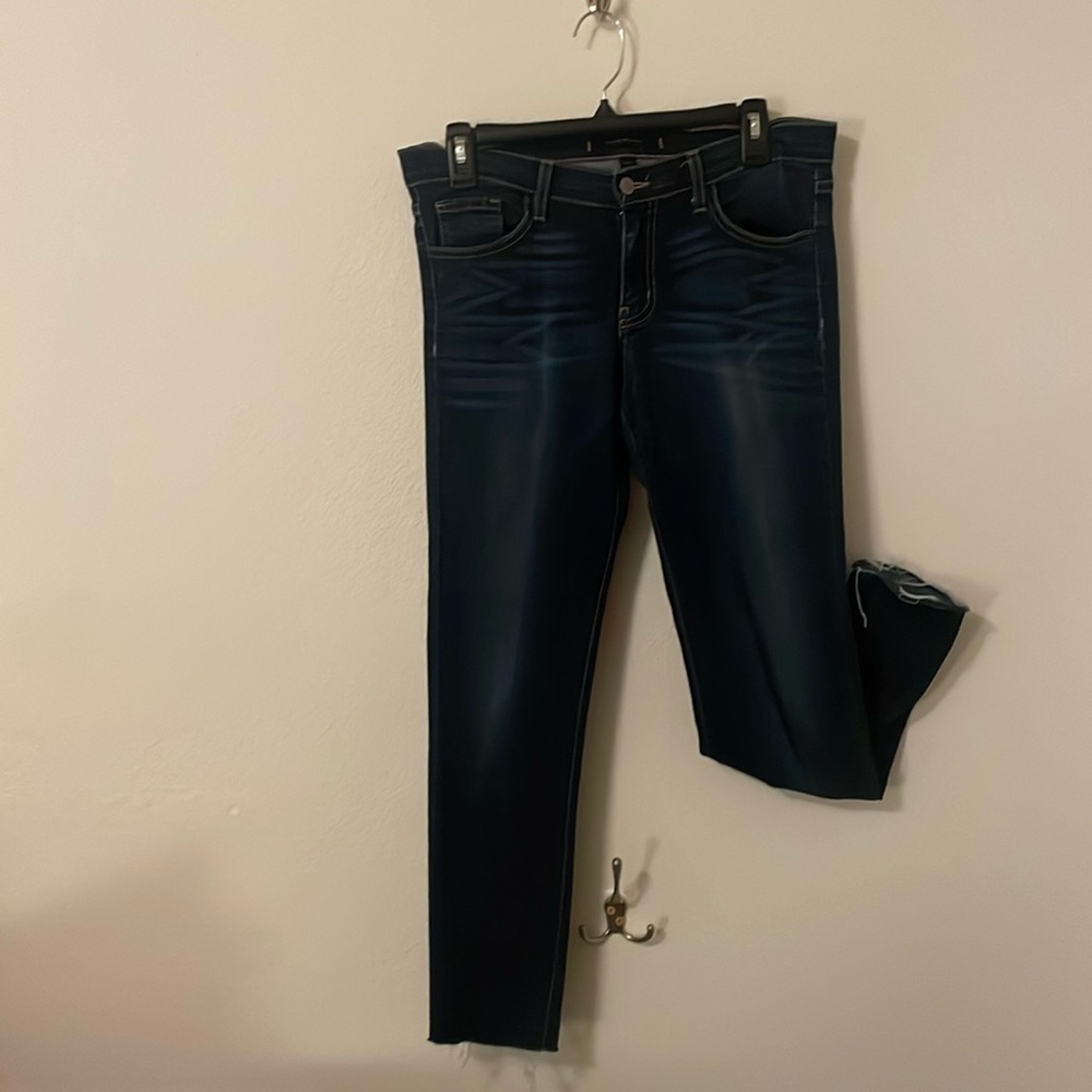 Flying Monkey Cropped Unfinished Hem Jeans
